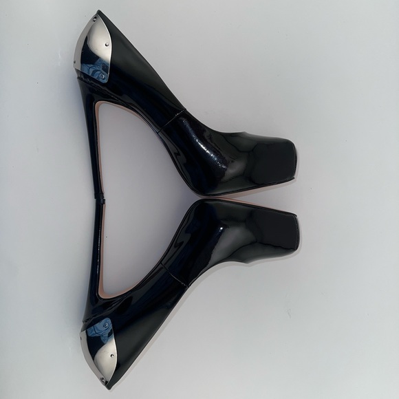 BNIB DV Dolce Vita Bianka Black Patent Leather Platform Heels Size 8.5 - Picture 6 of 8